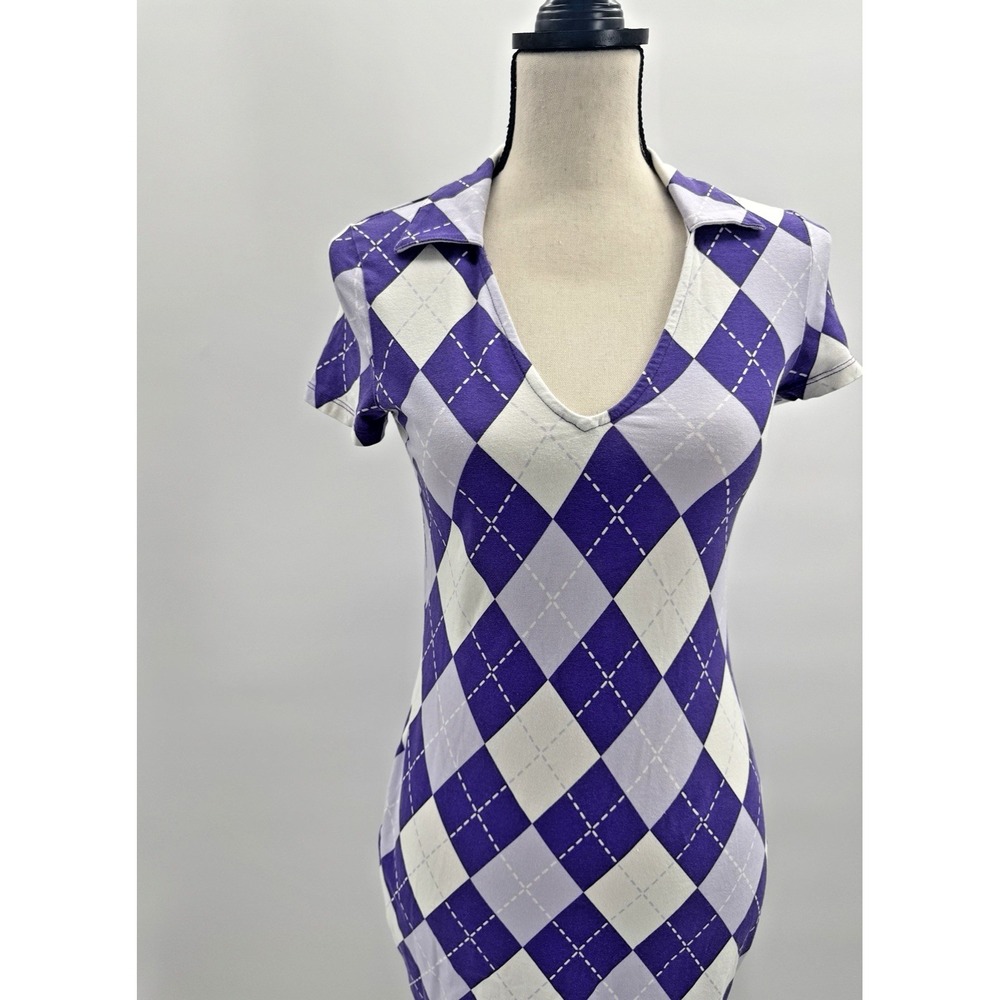 Divided H&M BodyCon Dress Argyle Diamond Coquette Twee Academia Small Collar